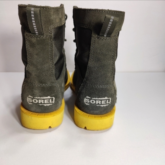 Sorel Caribou Leather Waterproof Alpine Snow Combat Cyber Green Yellow Boot Wm 6 - Picture 7 of 10
